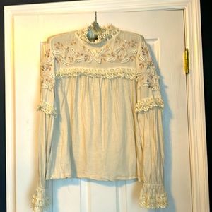 Anthropologie cotton embellished blouse